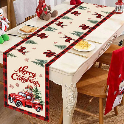 Santa Claus Christmas Table Runner Christmas Decorations For Home 2025 Xmas Table Flag Navidad Noel Gifts New Year Tablecloth