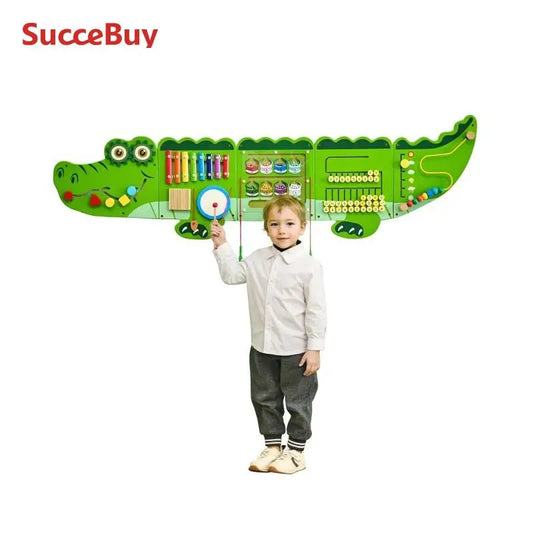 VEVOR 9-Activities Crocodile Kids Busy Hanging Board Toy Montessori Early Learning Puzzle Decor Panels Toys for Children Gifts