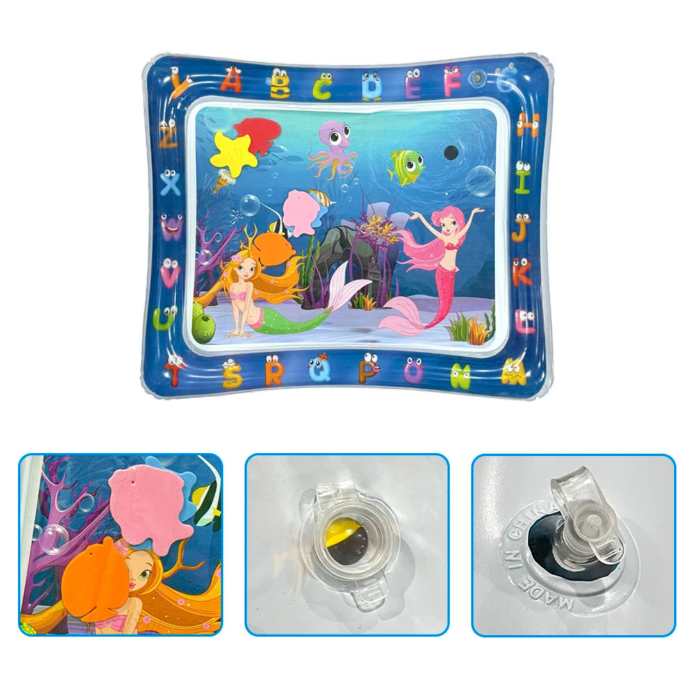 1pc Inflatable PVC Playing Mat Mermaid Pattern Baby Play Water Mat Toddler Pad Kids Early Education Activity Toys Mat Cushion