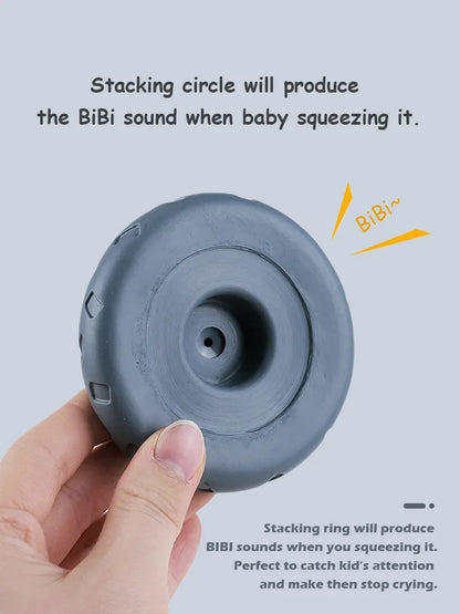 Baby Silicone Building Blocks Montessori Toys for Babies Squeeze Stacker & Teething Toys Early Learning Toy Toddler Boys Girls