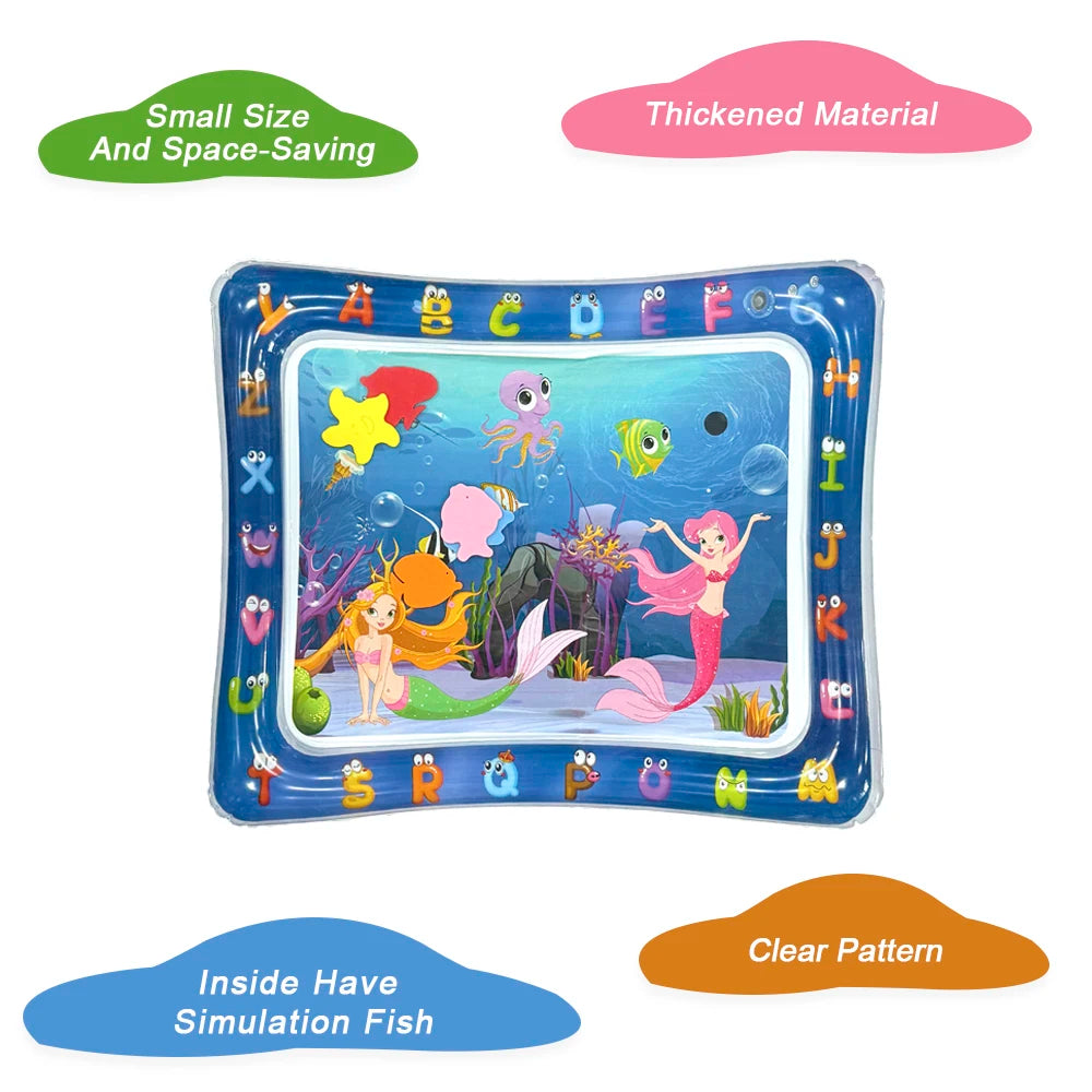 1pc Inflatable PVC Playing Mat Mermaid Pattern Baby Play Water Mat Toddler Pad Kids Early Education Activity Toys Mat Cushion