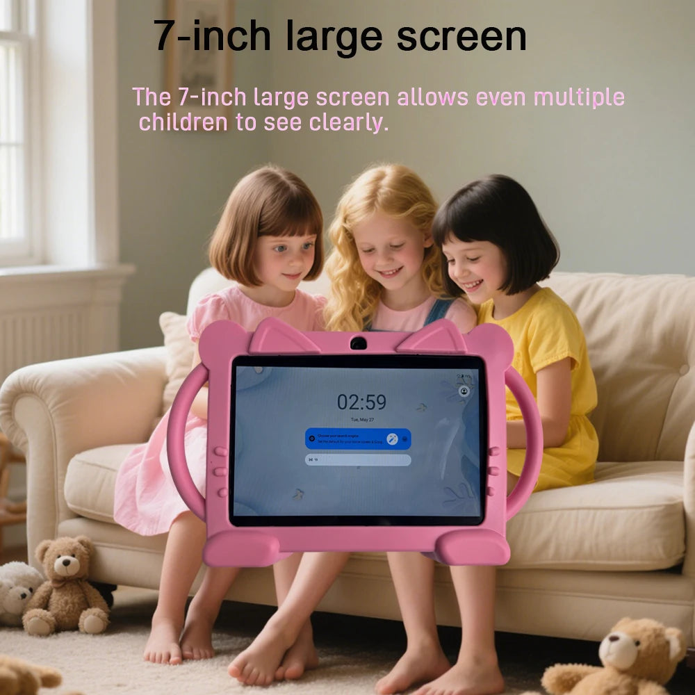 Kids Tablet 5G WiFi 2+32GB 7'' Android Tablet Toddler Case Dual Camera Games Educational Learning Toys Children Gifts