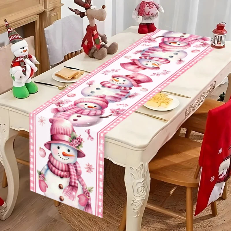Santa Claus Christmas Table Runner Christmas Decorations For Home 2025 Xmas Table Flag Navidad Noel Gifts New Year Tablecloth