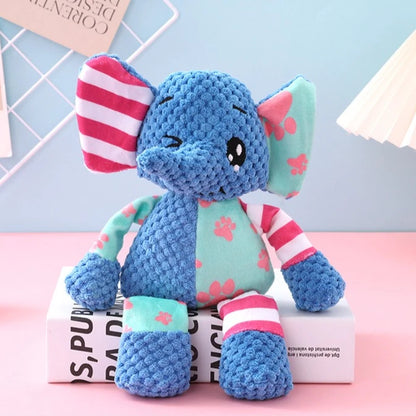 Pet Dog Plush Toy Cute Fox Elephant Bite Resistant Interactive Squeaky Dog Chewing Toy Dog Teeth Cleaning Sounding Doll Chew Toy
