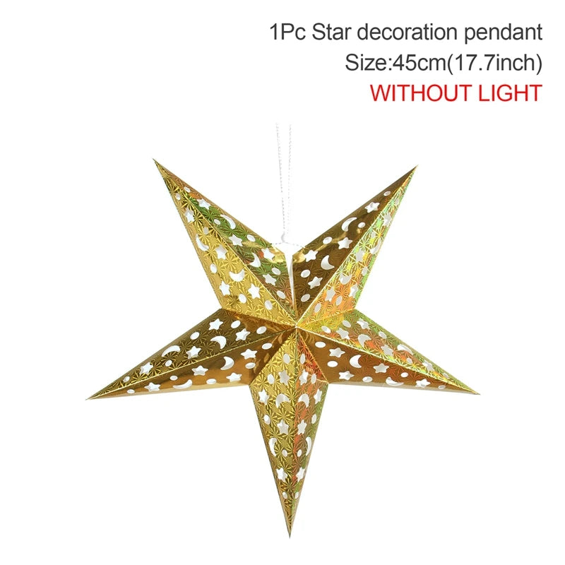 Hollow Star Hanging Pendants Christmas Decoration 2025 for Home Navidad Natal Noel Gifts Christmas Ornaments New Year 2026