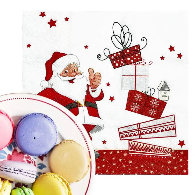 20-100Pcs Christmas Paper Napkins Snowman SantaDisposable Cocktail Napkins for Holiday Christmas Party Decorations
