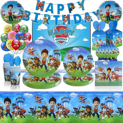 Paw Patrol Decoration For Birthday Paw Patrol Party Supplies Set Tableware Napkins Plates Balloons Decor Party Favors Gift Boy