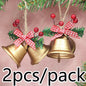 (2 Pcs/bag) 8cm Christmas Metal Horn Berry Bow Bell Christmas Decoration Pendant Wedding Accessories Handmade Crafts DIY