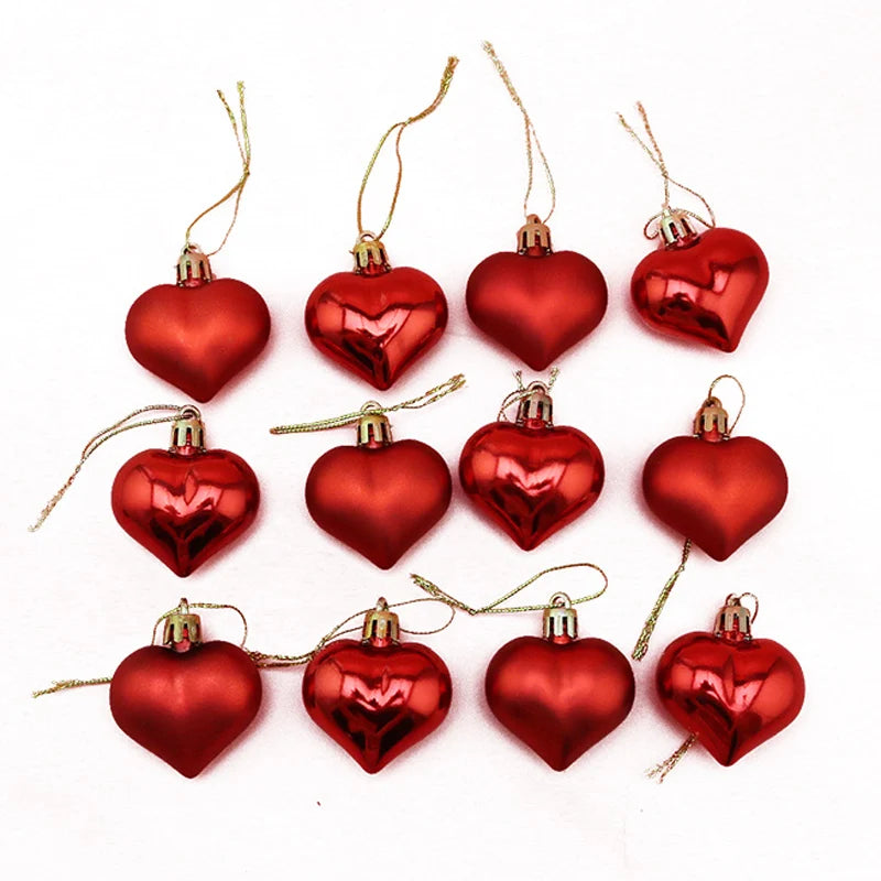 (12pcs/pack)5cm Christmas Pendant Electroplated Heart Xmas Tree Ball Pendant Plastic Matte Mix Decoration Accessories Party