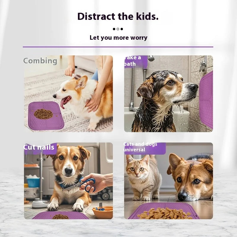 Pet Dog Cat Licking Pad Licking Pad Anti Choking Slow Food Utensils Slow Food Bowl Licking Plate Pet Cat Yogurt Meal Mat