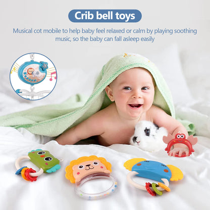 Cot Mobile For Baby With Music And Projection - Mobile For Crib With Timing Function- Gift For Newborn 0-12 Months ，Blue