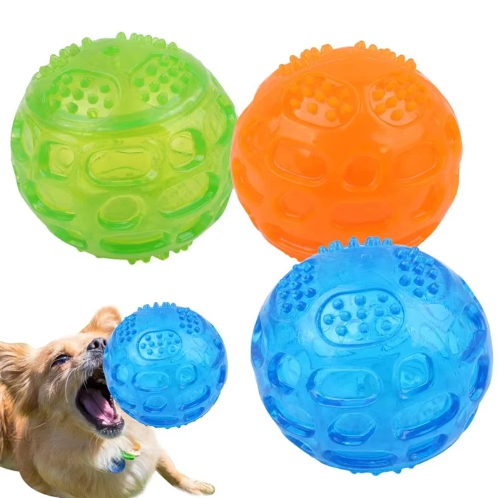 Pet Dog Cat Puppy Sounding Toys Polka Squeaky Tooth Cleaning Balls Playing Balls Pet Teeth Chew Toy Pet Chewing Accessories