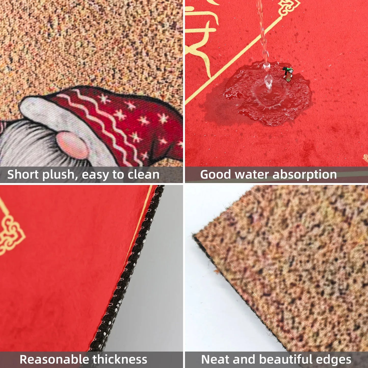 Christmas Carpet Cartoon Dwarf Door Mat Red Santa Claus Floor Mat Holiday Decoration Indoor and Outdoor Foot Mat Absorbent Mat