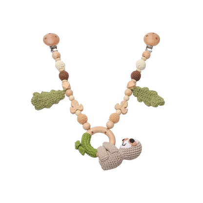 Baby Wooden Crochet Stroller Toys Hanging Stroller Rattle Crib Bell Animal Mobiles Gym Stroller Pendants Gifts Children's Toys
