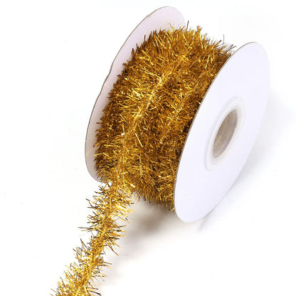 10Yards Christmas Ribbon Garland Cane Foil Tinsel Glitter Metallic Xmas Tree Wrapping Ribbons Ornaments DIY New Year Party Decor