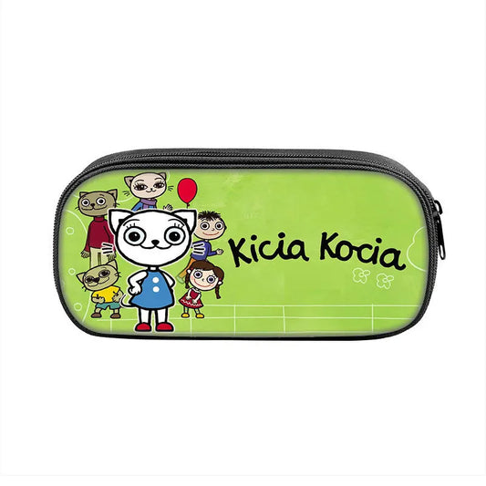Kicia Kocia Print Cosmetic Bag Pencil Case Boys Girls Stationary Bags Canvas Pencil Box Teenagers School Supplies