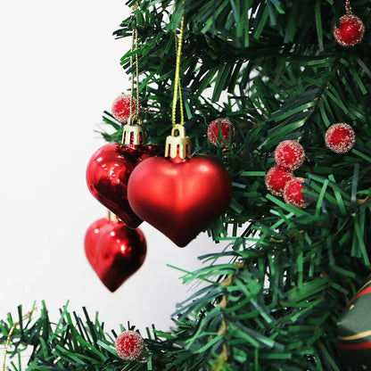 (12pcs/pack)5cm Christmas Pendant Electroplated Heart Xmas Tree Ball Pendant Plastic Matte Mix Decoration Accessories Party