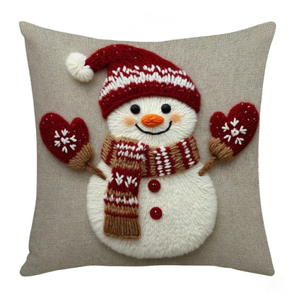45cm Grey Red Christmas Pillowcase Cartoon Santa Snowman Elk Sofa Cushion Cover Home Bed Car Decor Merry Christmas 2025