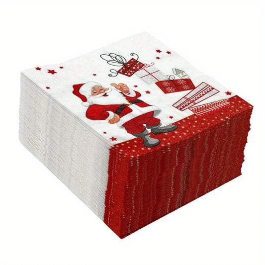 20-100Pcs Christmas Paper Napkins Snowman SantaDisposable Cocktail Napkins for Holiday Christmas Party Decorations