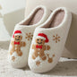 Christmas Women Slippers Cute Gingerbread Winter Warm Slides Couple Houseshoes Men Bedroom Flat Soft Sole Home Shoes for Gift