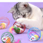New Pet Toys Creative Pet Cats Toys Plush Mouse Feather Tail Painted Cage Kittens Self Entertaining Toy Pet Gifts Pet Supplies