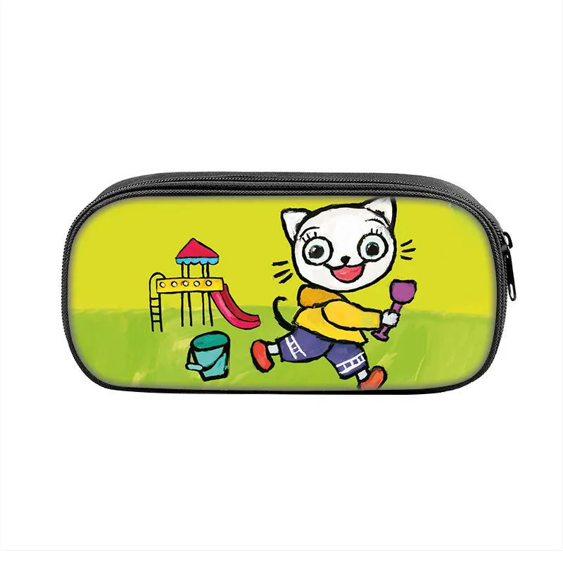 Kicia Kocia Print Cosmetic Bag Pencil Case Boys Girls Stationary Bags Canvas Pencil Box Teenagers School Supplies