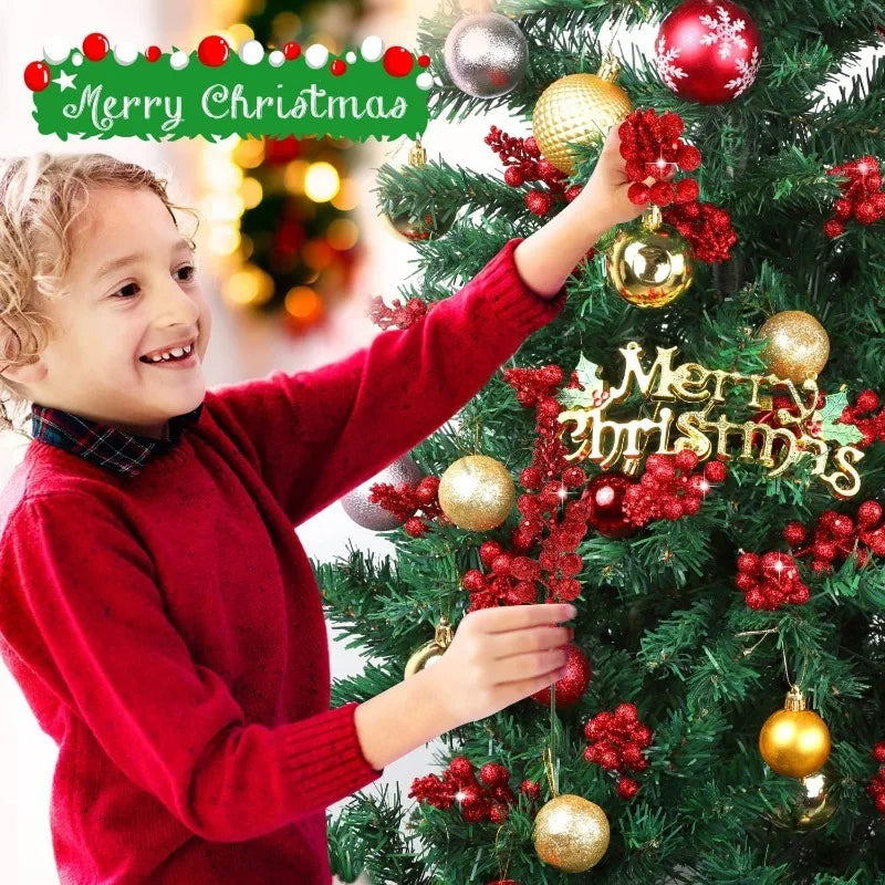 5Pcs Artificial Foam Red Bifurcated Berry Home Room Decoration Christmas Tree Pendant Outdoor Garden Christmas New Year Decor