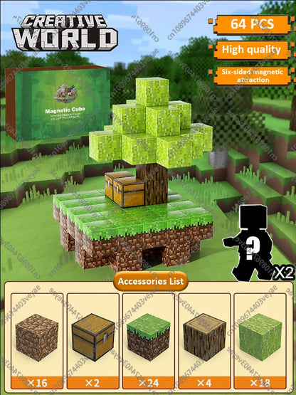 Magnetic Building Blocks Kid Toys Magnet Cube Set Mine World for Age 3+ Boys Girls DIY Model Children Magnets Toys Sensory Gifts