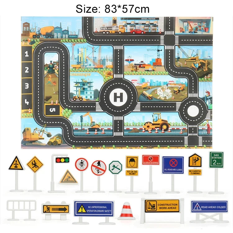 Baby Crawling Mat Parking Lot Roadmap 83*58CM City Traffic Map Of Road Carpet Traffic Signs Kids Learning Crawling Toy TMZ