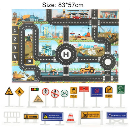 Baby Crawling Mat Parking Lot Roadmap 83*58CM City Traffic Map Of Road Carpet Traffic Signs Kids Learning Crawling Toy TMZ