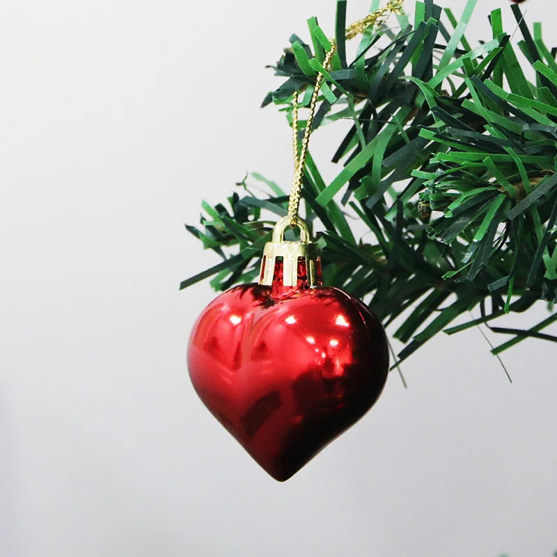 (12pcs/pack)5cm Christmas Pendant Electroplated Heart Xmas Tree Ball Pendant Plastic Matte Mix Decoration Accessories Party