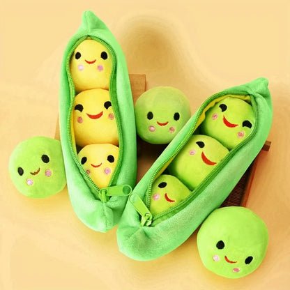 Interactive Plush Pea Pet Toys, Squeaky Sound, Durable Material, Suitable for All Breed Sizes - Pet Sniffing and Reward Game