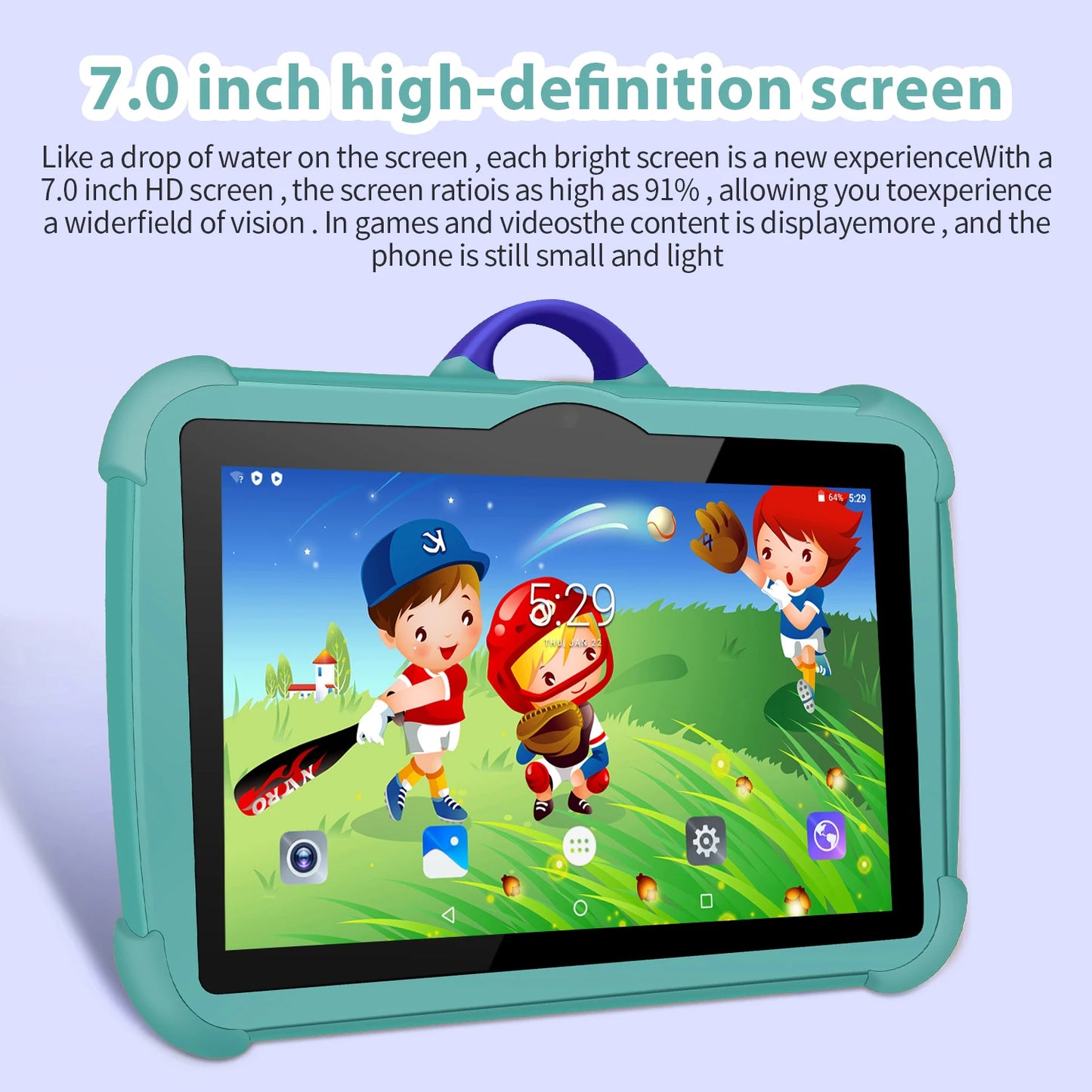 7 Inch Kids Tablet PC with Android 13 Quad Core 4GB RAM 64GB ROM Educational Learning Children's Favorite Cheap Simple Design