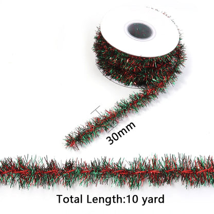 10Yards Christmas Ribbon Garland Cane Foil Tinsel Glitter Metallic Xmas Tree Wrapping Ribbons Ornaments DIY New Year Party Decor