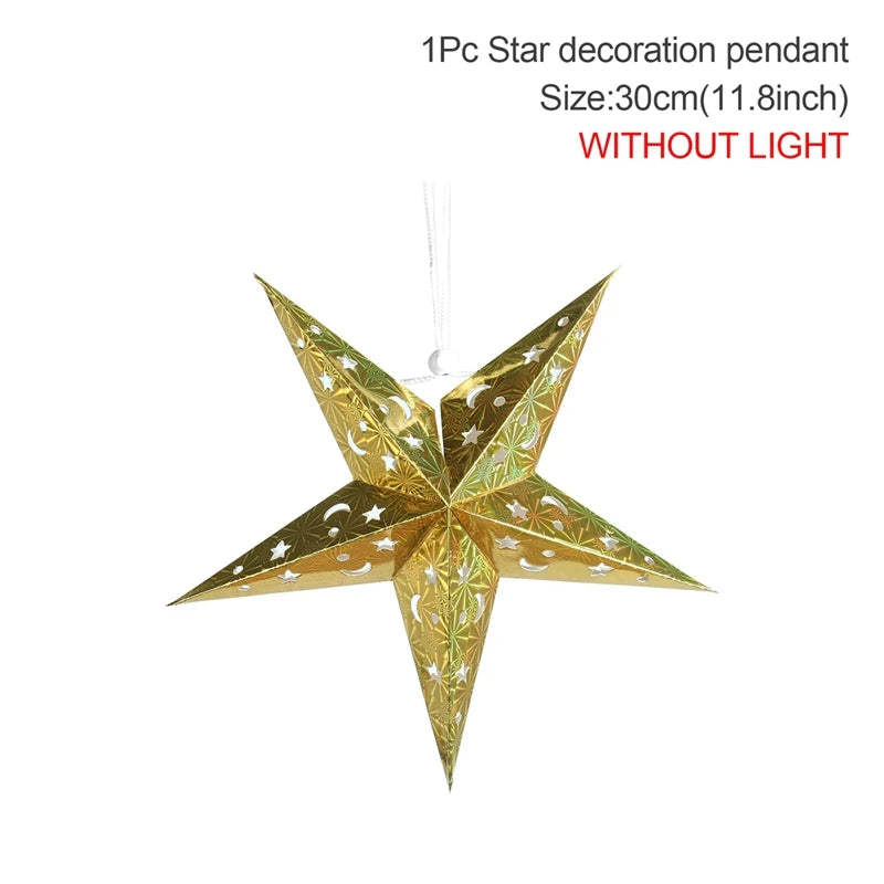 Hollow Star Hanging Pendants Christmas Decoration 2025 for Home Navidad Natal Noel Gifts Christmas Ornaments New Year 2026