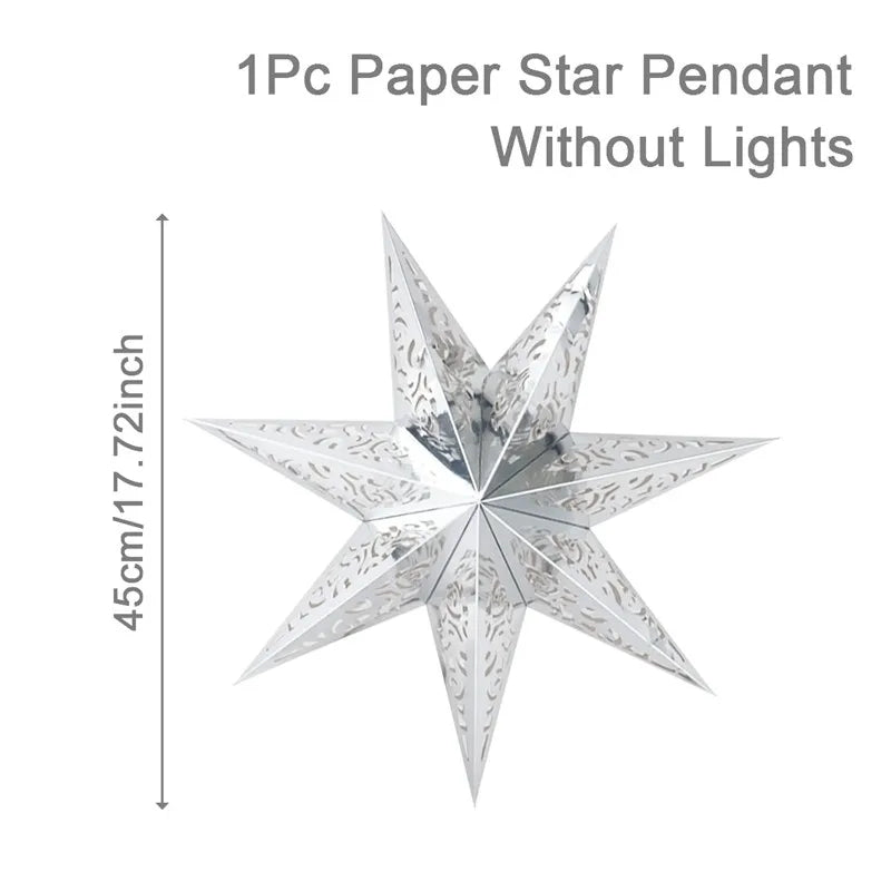 Hollow Star Hanging Pendants Christmas Decoration 2025 for Home Navidad Natal Noel Gifts Christmas Ornaments New Year 2026