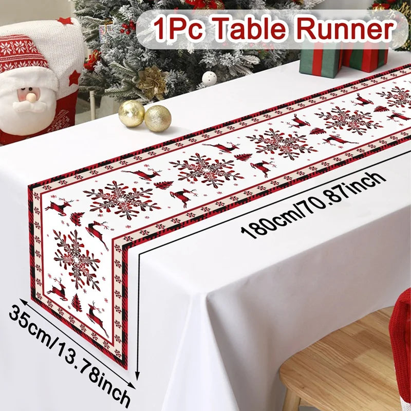 Santa Claus Christmas Table Runner Christmas Decorations For Home 2025 Xmas Table Flag Navidad Noel Gifts New Year Tablecloth