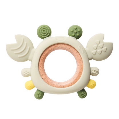 Silicone Baby Teether Baby Toys 0 to 6 Months BPA Free chewing Teething Toys Crab Wooden Ring Teether Reborn silicone Baby toys