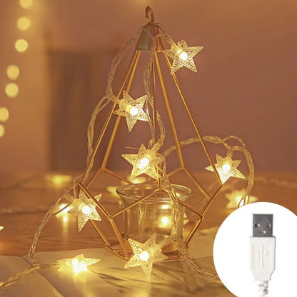 LED Star Fairy Lights Outdoor Chain Lights Garland Bulb String Lights Party Home Wedding Terrace Garden Christmas Decoration