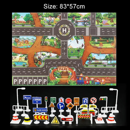 Baby Crawling Mat Parking Lot Roadmap 83*58CM City Traffic Map Of Road Carpet Traffic Signs Kids Learning Crawling Toy TMZ