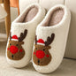Christmas Women Slippers Cute Gingerbread Winter Warm Slides Couple Houseshoes Men Bedroom Flat Soft Sole Home Shoes for Gift