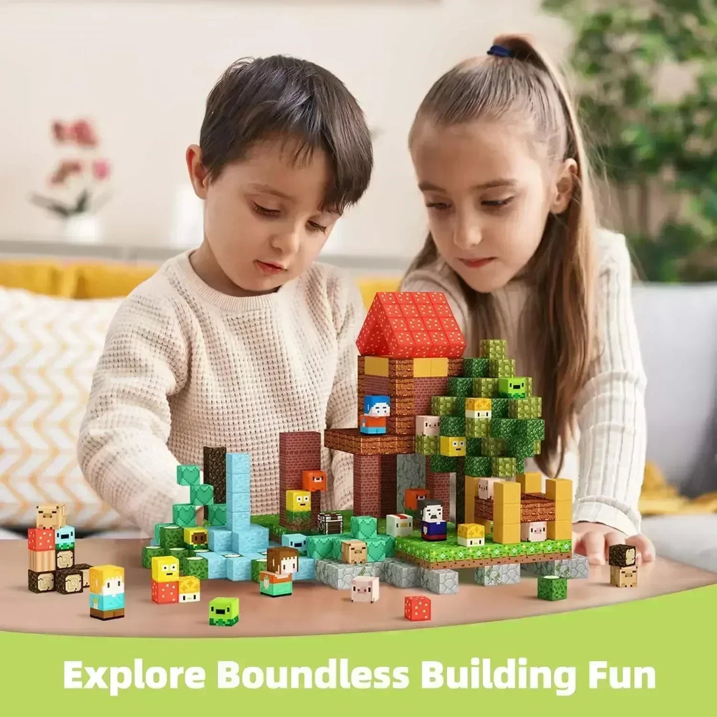 Magnetic Building Blocks Kid Toys Magnet Cube Set Mine World for Age 3+ Boys Girls DIY Model Children Magnets Toys Sensory Gifts