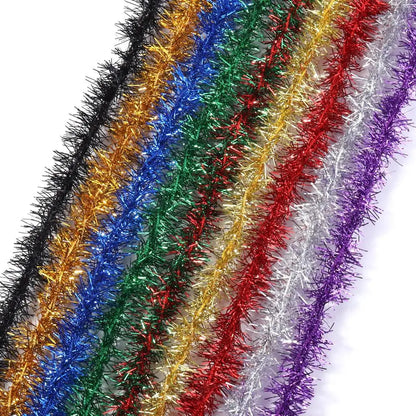 10Yards Christmas Ribbon Garland Cane Foil Tinsel Glitter Metallic Xmas Tree Wrapping Ribbons Ornaments DIY New Year Party Decor