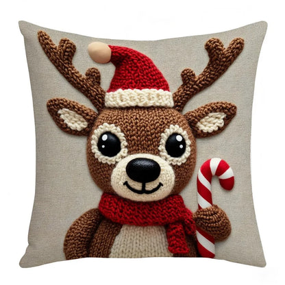 45cm Grey Red Christmas Pillowcase Cartoon Santa Snowman Elk Sofa Cushion Cover Home Bed Car Decor Merry Christmas 2025