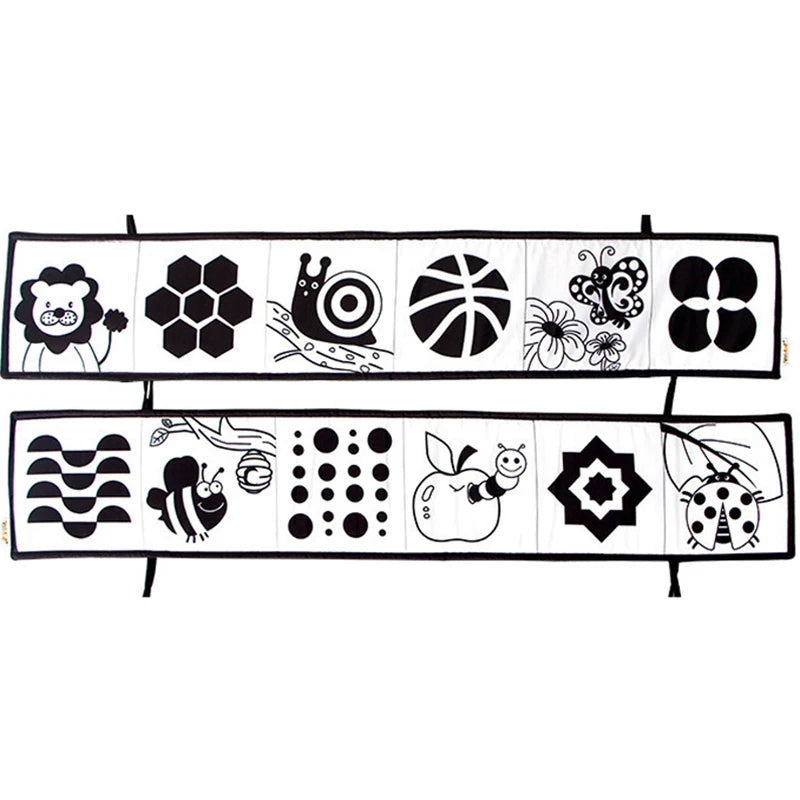 Newborn Sensory Toys For Babies Educational Baby Book Crib Toys Black White Baby Toys Animal Cloth Book Baby Toys 0 12 Months