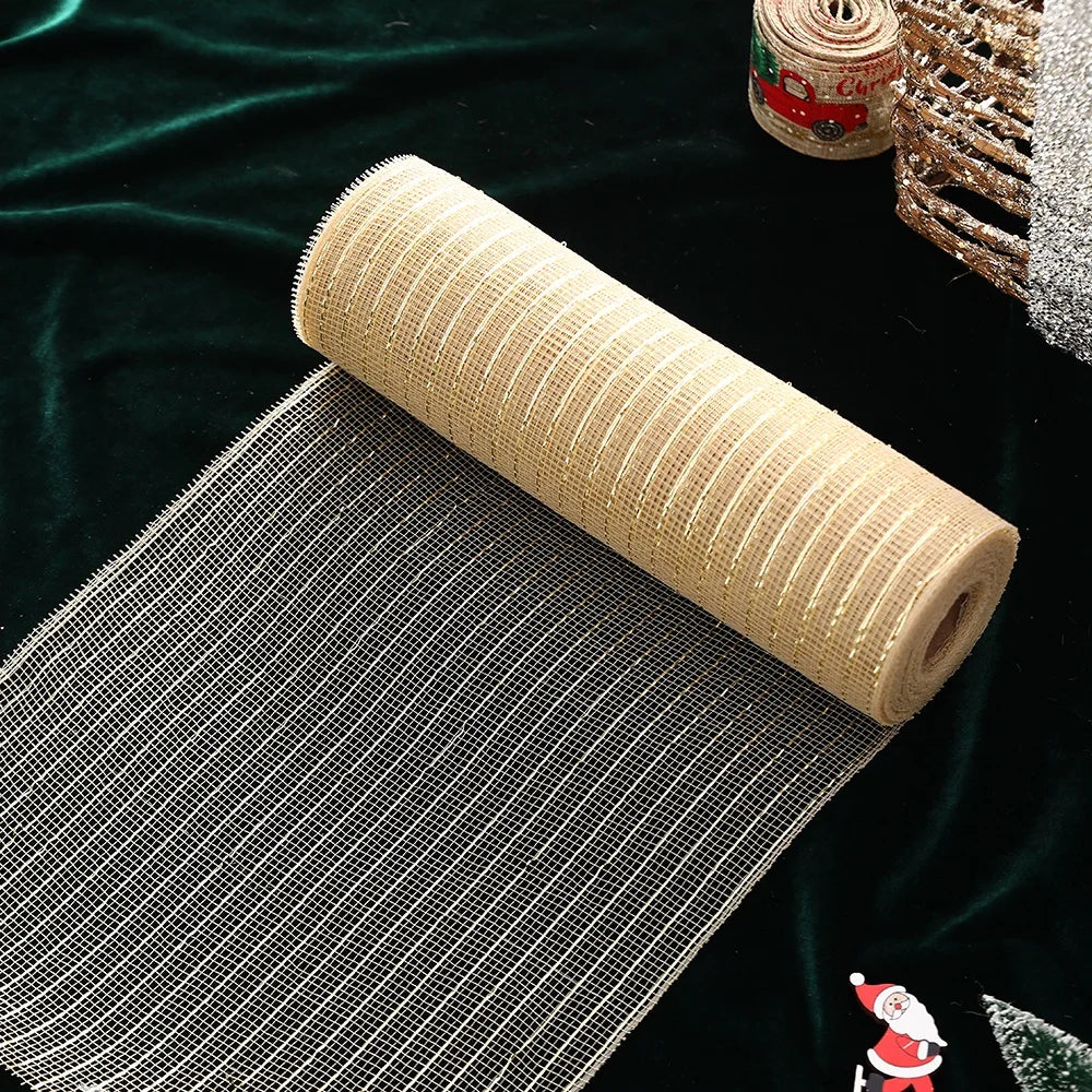 2024 Christmas Ribbon Tree Decoration Mesh Tulle Roll Fabric Pendant Merry Christmas Home Decor Xmas Gifts DIY Happy New Year