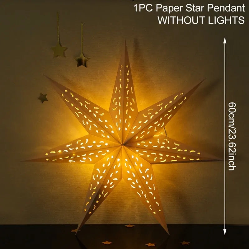 Hollow Star Hanging Pendants Christmas Decoration 2025 for Home Navidad Natal Noel Gifts Christmas Ornaments New Year 2026