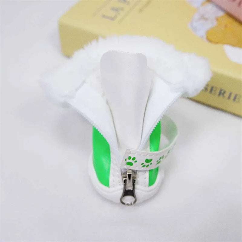 Pet High-necked Dog Boots for Warmth in Snowy Weather Waterproof PU 4-piece Set / Package Anti-slip Style for Small Dogs