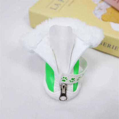 Pet High-necked Dog Boots for Warmth in Snowy Weather Waterproof PU 4-piece Set / Package Anti-slip Style for Small Dogs