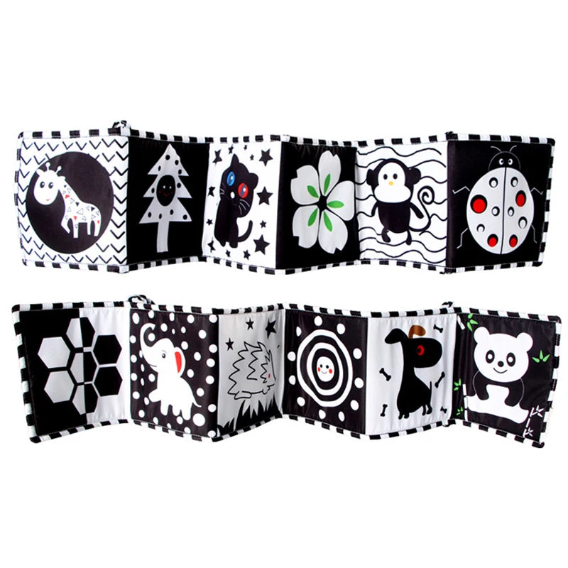 Newborn Sensory Toys For Babies Educational Baby Book Crib Toys Black White Baby Toys Animal Cloth Book Baby Toys 0 12 Months